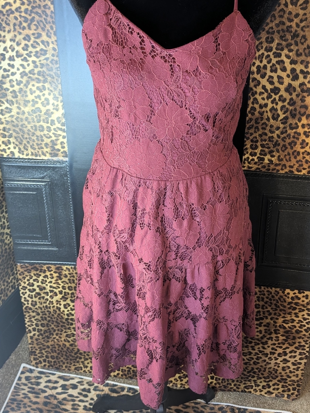 Monteau Dusty Rose Lace Midi Dress with Spaghetti Straps Nwt Medium - Picture 2 of 7